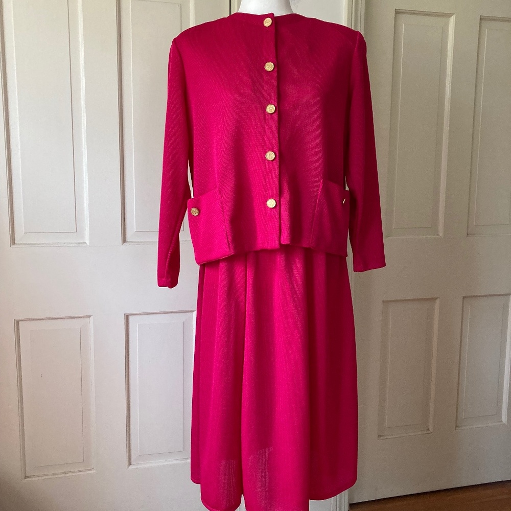 Classic Women's Two-Piece Hot Pink Skirt Set